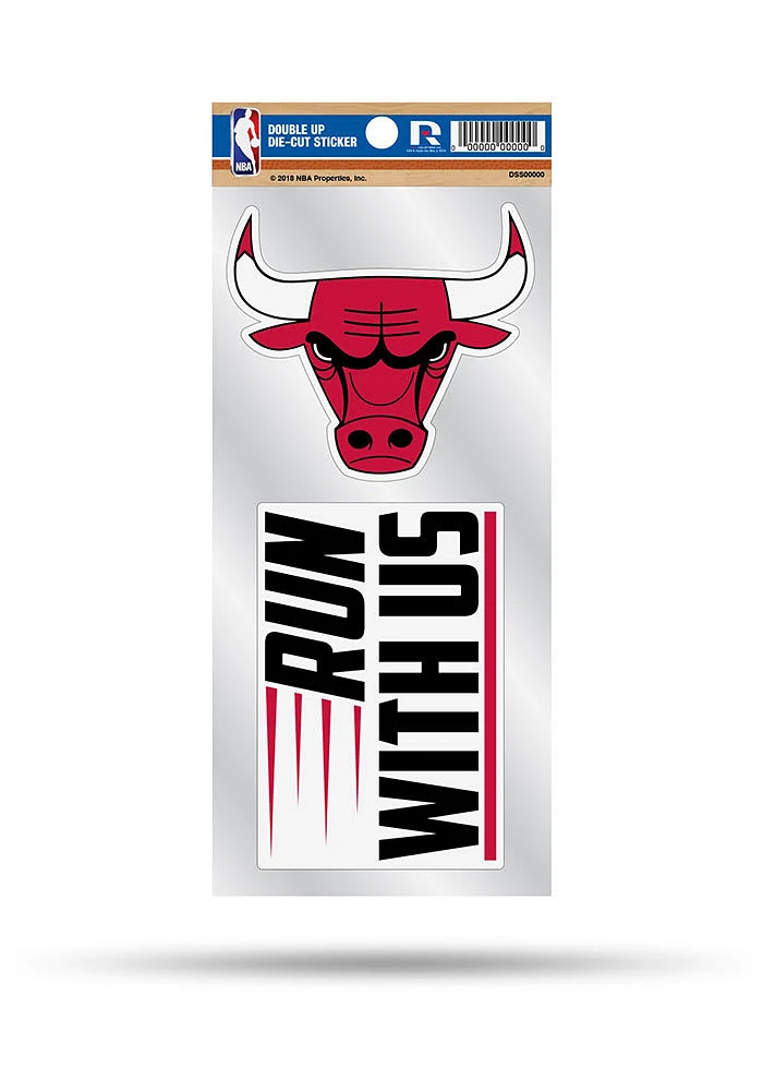 Chicago Bulls Double Up Auto Decal - Red
