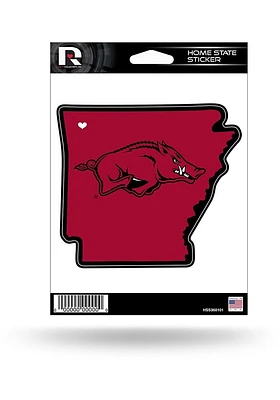 Arkansas Razorbacks State Shape Auto Decal - Red