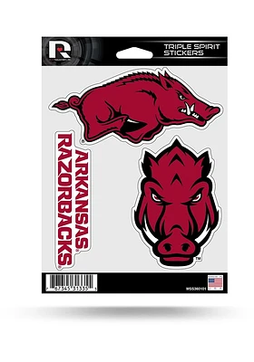 Arkansas Razorbacks Triple Spirit Auto Decal - Red