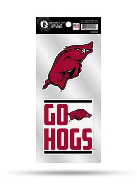 Arkansas Razorbacks Double Up Auto Decal - Red