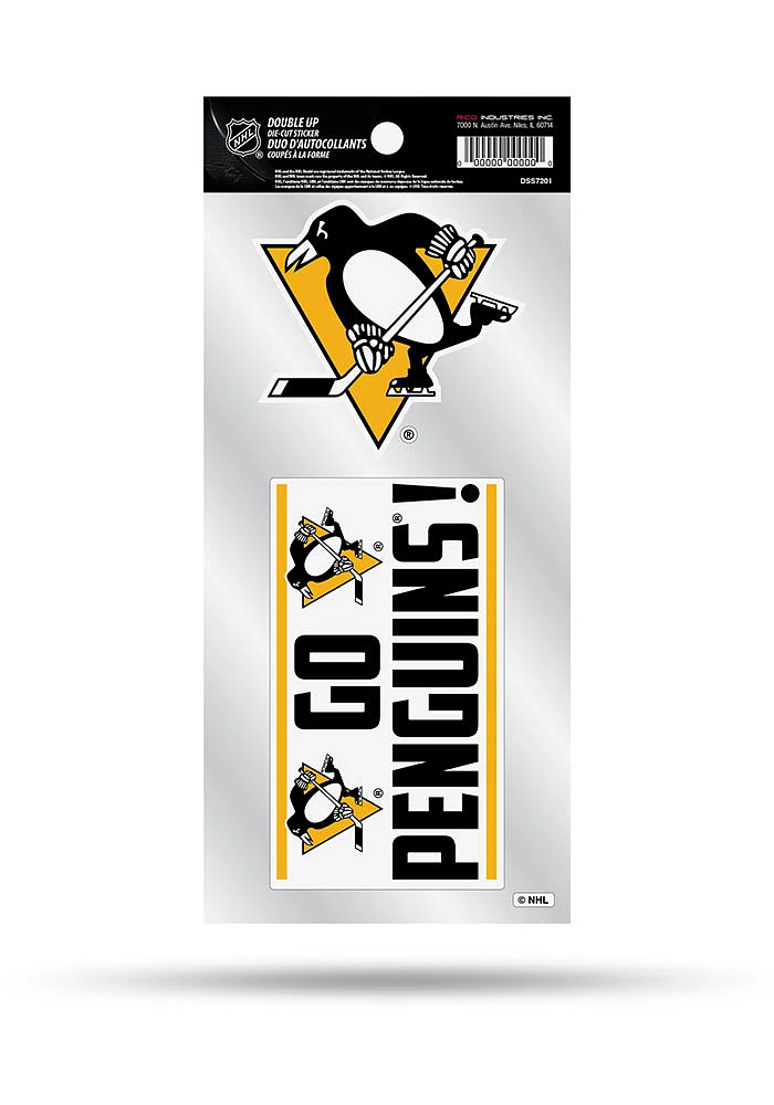 Pittsburgh Penguins Double Up Auto Decal - Yellow