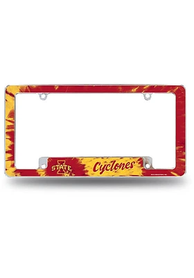 Iowa State Cyclones All Over Chrome License Plate Frame - Red