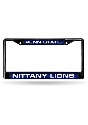 Penn State Nittany Lions Black Chrome License Plate Frame - Blue
