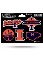 Illinois Fighting Illini 5 Piece Auto Decal - Orange