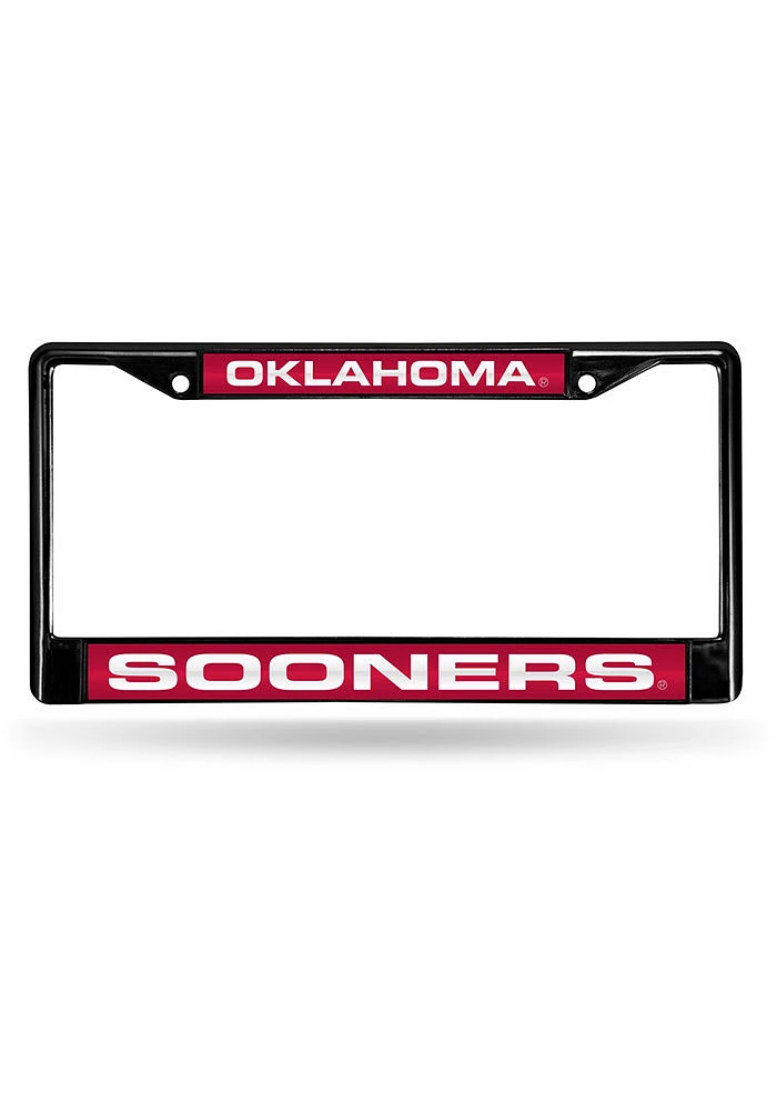 Oklahoma Sooners Black Chrome License Plate Frame - Crimson