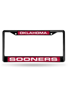 Oklahoma Sooners Black Chrome License Plate Frame - Crimson