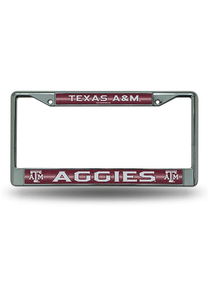 Texas A&M Aggies Bling Chrome License Plate Frame - Maroon