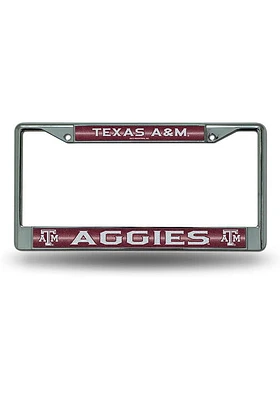 Texas A&M Aggies Bling Chrome License Plate Frame - Maroon