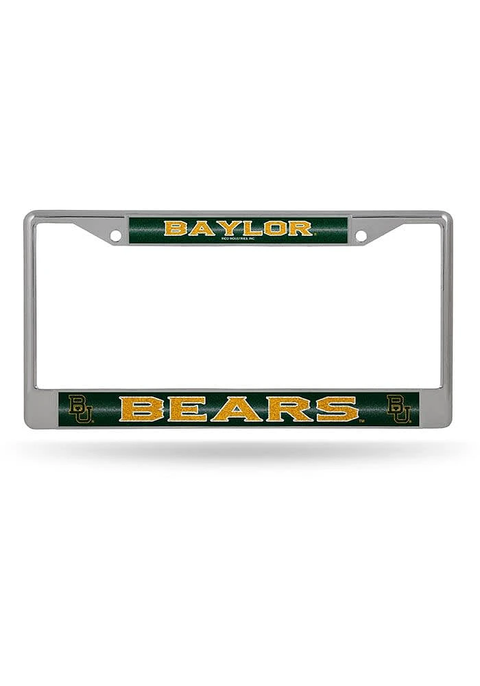 Baylor Bears Bling Chrome License Plate Frame - Green