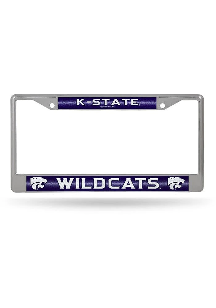 K-State Wildcats Bling Chrome License Plate Frame - Purple