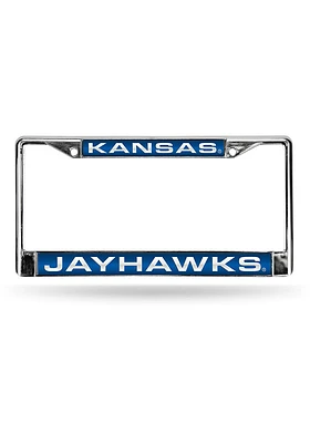 Kansas Jayhawks Chrome License Plate Frame - Blue