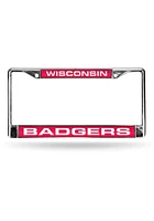 Wisconsin Badgers Chrome License Plate Frame - Red