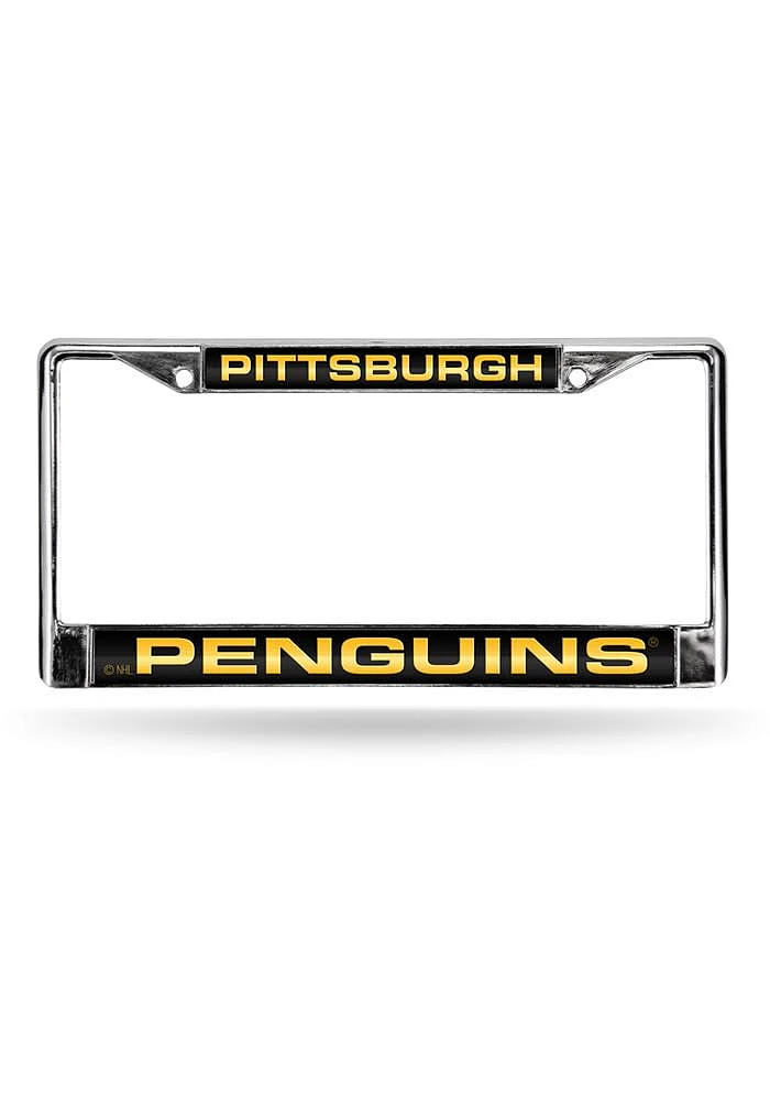 Pittsburgh Penguins Chrome License Plate Frame - Yellow
