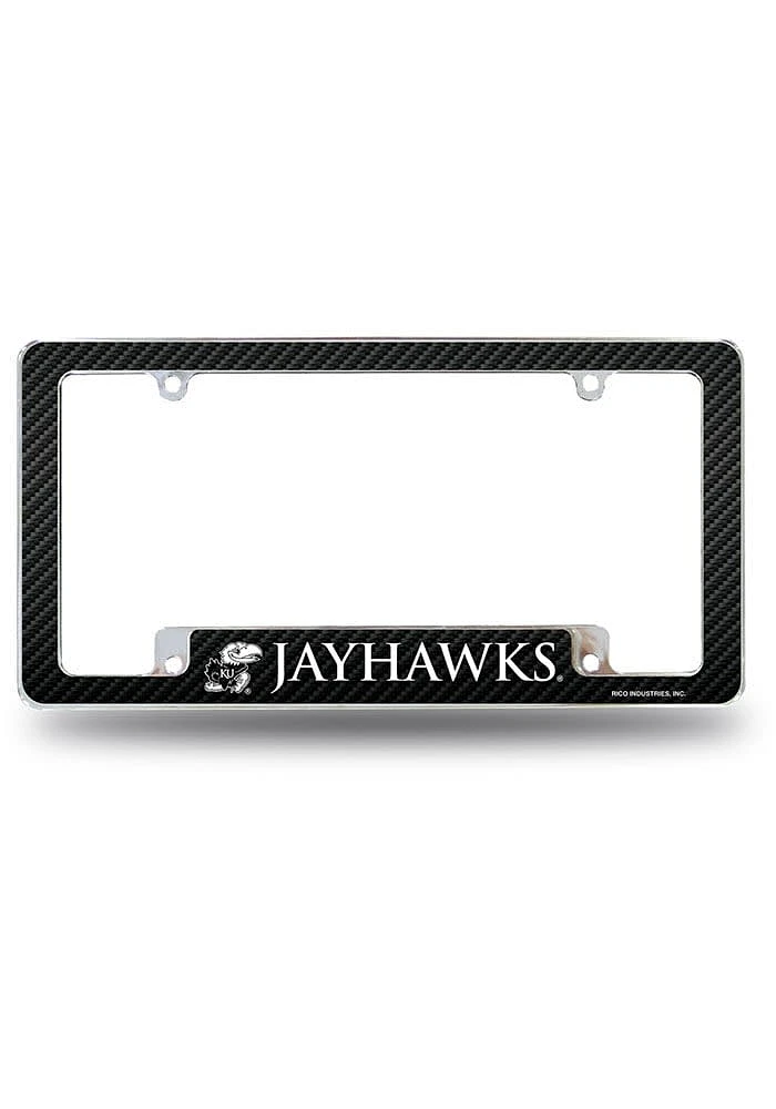 Kansas Jayhawks All Over Chrome License Plate Frame - Blue
