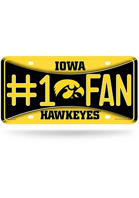 Iowa Hawkeyes Yellow #1 Fan Metal Car Accessory License Plate