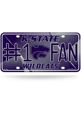 K-State Wildcats Purple #1 Fan Metal Car Accessory License Plate