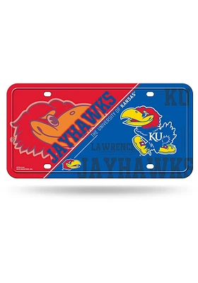Kansas Jayhawks Blue Metal Car Accessory License Plate