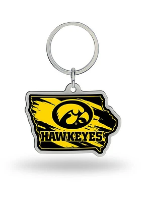 Iowa Hawkeyes State Shape Keychain - Yellow
