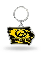 Iowa Hawkeyes State Shape Keychain - Yellow
