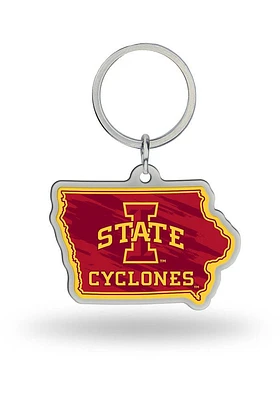 Iowa State Cyclones State Shape Keychain - Cardinal