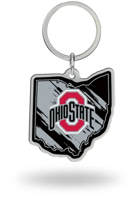 Red Ohio State Buckeyes State Shape Design Keychain