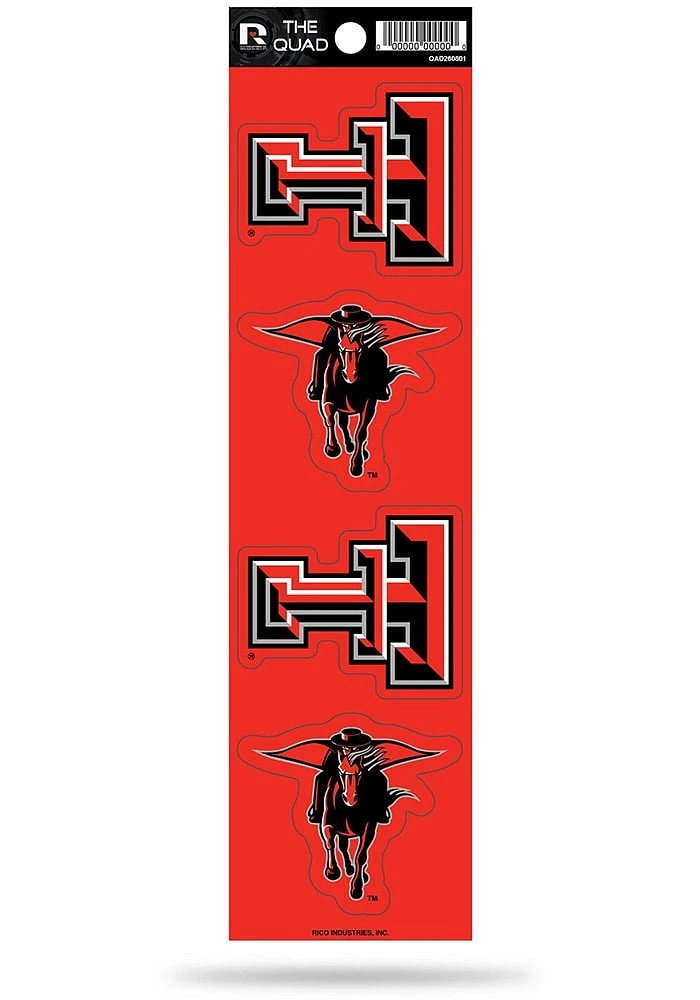 Texas Tech Red Raiders Quad Auto Decal - Red