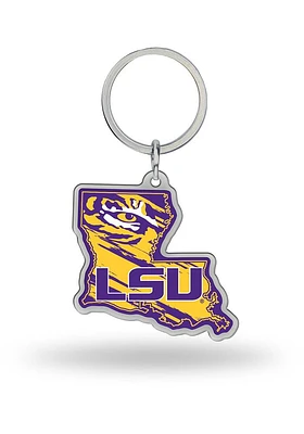 LSU Tigers State Shape Keychain