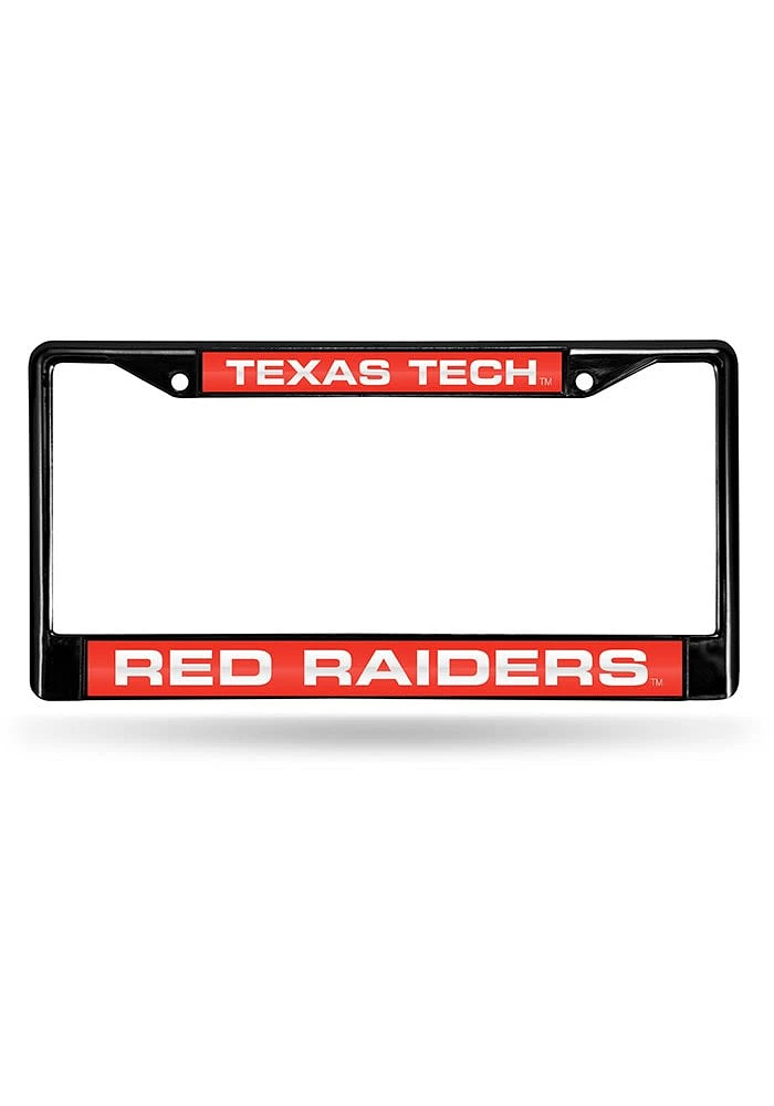 Texas Tech Red Raiders Black Laser License Plate Frame - Red