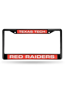 Texas Tech Red Raiders Black Laser License Plate Frame - Red