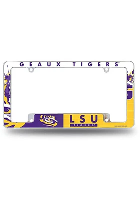 LSU Tigers All Over License Plate Frame - Purple