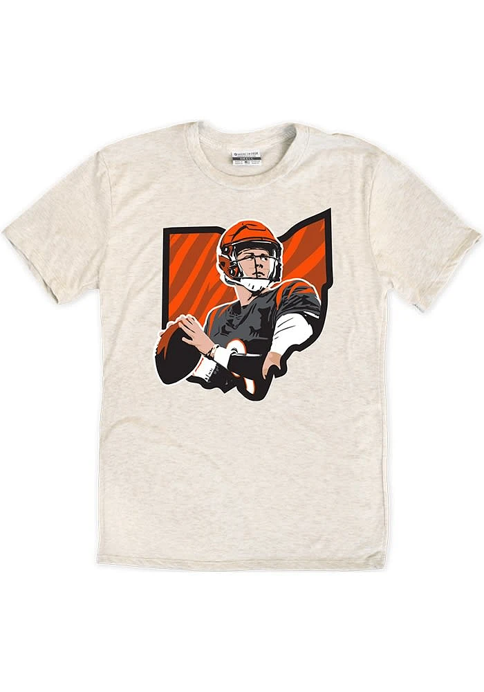 Joe Burrow Cincinnati Bengals Oatmeal State Shape Short Sleeve Fashion Player T Shirt