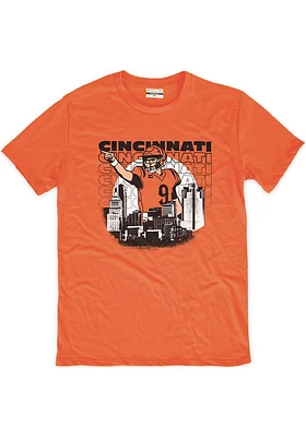 Joe Burrow Cincinnati Bengals Orange Skyline Short Sleeve Fashion Player T Shirt