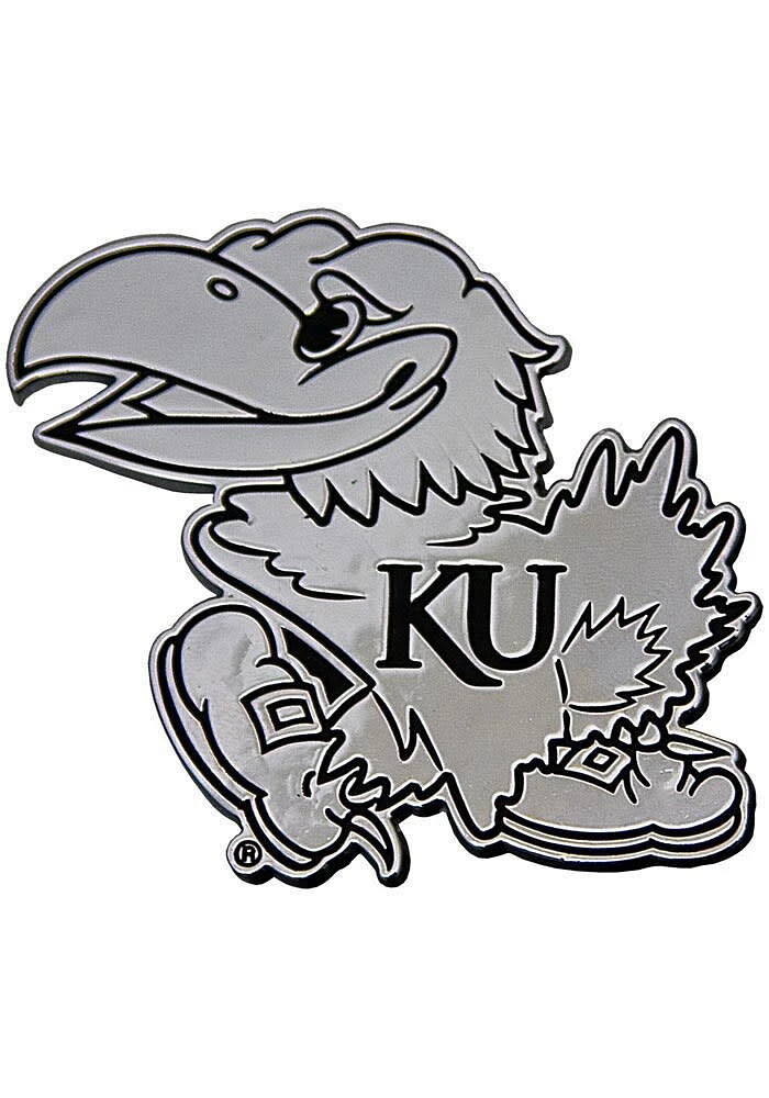 Kansas Jayhawks Chrome Design Car Emblem - Silver
