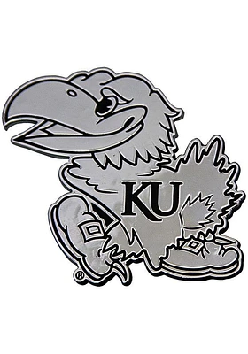 Kansas Jayhawks Chrome Design Car Emblem - Silver