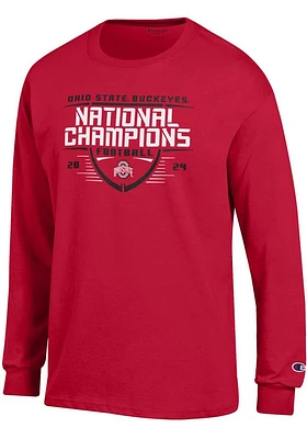 Champion Ohio State Buckeyes Red 2024 Football National Gridiron Jersey Long Sleeve T Shi..