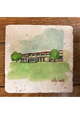 Kansas Jayhawks Allen Fieldhouse Polly 4x4 Stone Coaster - White