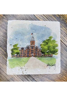 White Ohio State Buckeyes University Hall Polly 4x4 Stone Coaster