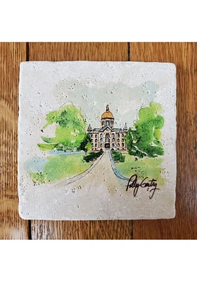 Notre Dame Fighting Irish Golden Dome Polly 4x4 Stone Coaster - White