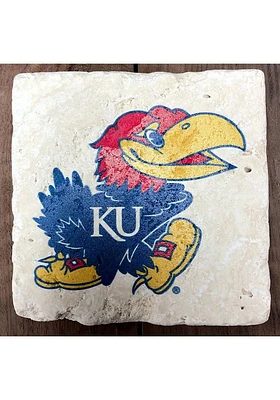 Kansas Jayhawks Primary Logo 4x4 Coaster - Blue