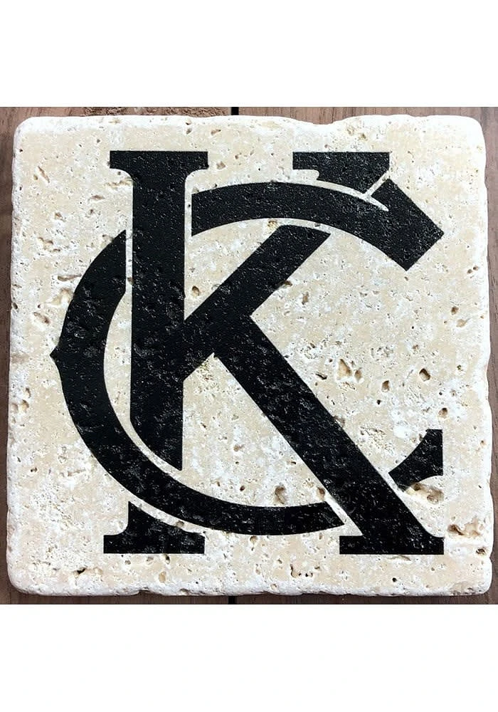 Kansas City Monogram 4x4 Coaster - Black