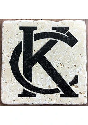 Kansas City Monogram 4x4 Coaster - Black
