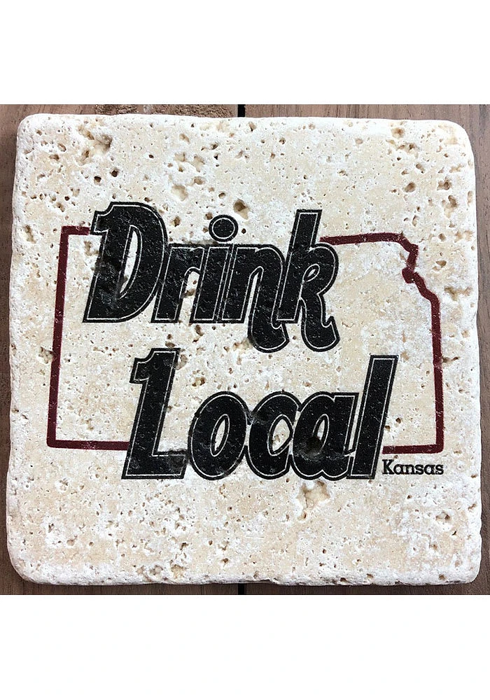 Kansas Drink Local 4x4 Coaster - Black
