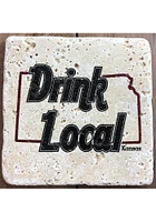 Kansas Drink Local 4x4 Coaster - Black