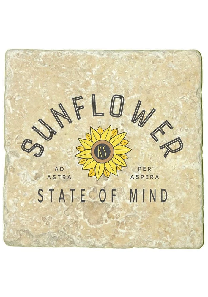 Kansas Sunflower State of Mind 4x4 Coaster - Black