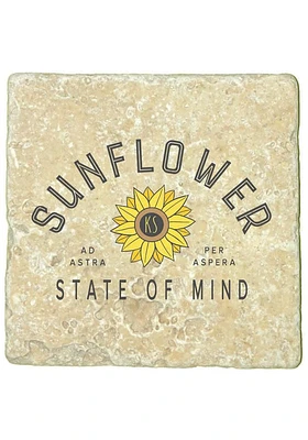 Kansas Sunflower State of Mind 4x4 Coaster - Black