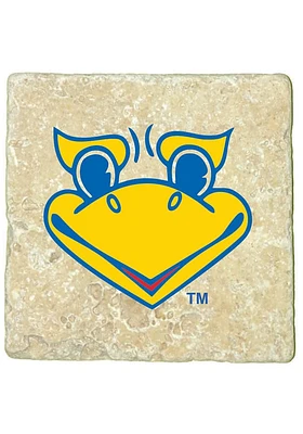 Kansas Jayhawks Beak Em logo 4x4 Coaster - Blue