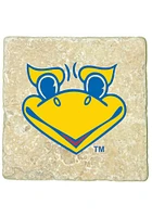 Kansas Jayhawks Beak Em logo 4x4 Coaster - Blue