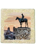 Kansas City Scout Statue 4x4 Coaster - Black