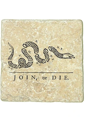 Philadelphia Join Or Die 4x4 Coaster - Black