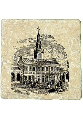 Philadelphia Constitution Hall 4x4 Coaster - Black